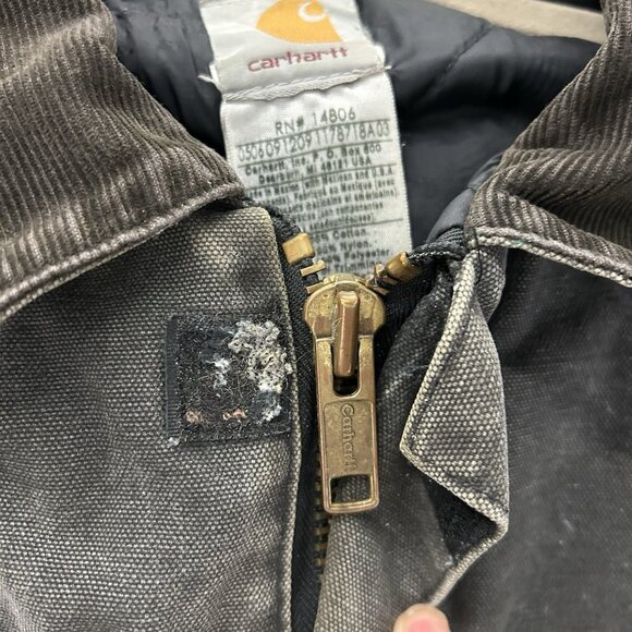 Y2K Carhartt C26 Sz Large BLK Arctic Detroit Jacket Black Quilted Vintage Chore - Picture 13 of 16